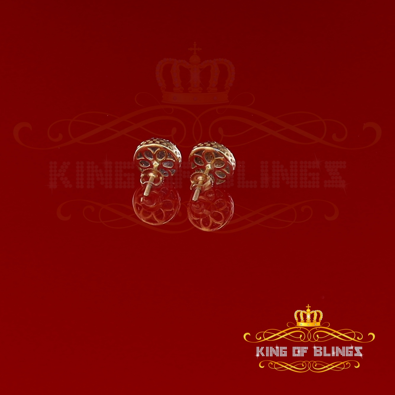 King of Bling's 10K Real Yellow Gold w/Real 0.33CT Diamond Men's/Women's Stud Round Earring