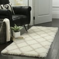 thumbnail image 4 of SAFAVIEH Montreal Vesela Geometric Diamonds Shag Runner Rug, Ivory/Grey, 2'3" x 7', 4 of 8
