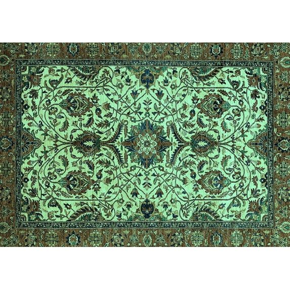 Ahgly Company Indoor Rectangle Abstract Turquoise Blue Modern Area Rugs, 5' x 7'