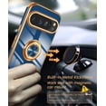 thumbnail image 5 of KOMI for Google Pixel 9 Case,Pixel 9 Pro Case with 2X Screen Protector, 360° Rotatable Ring Holder Magnetic Kickstand,Plated Gold Edge Slim Soft TPU Protective Cover for Google 9 (Blue), 5 of 6