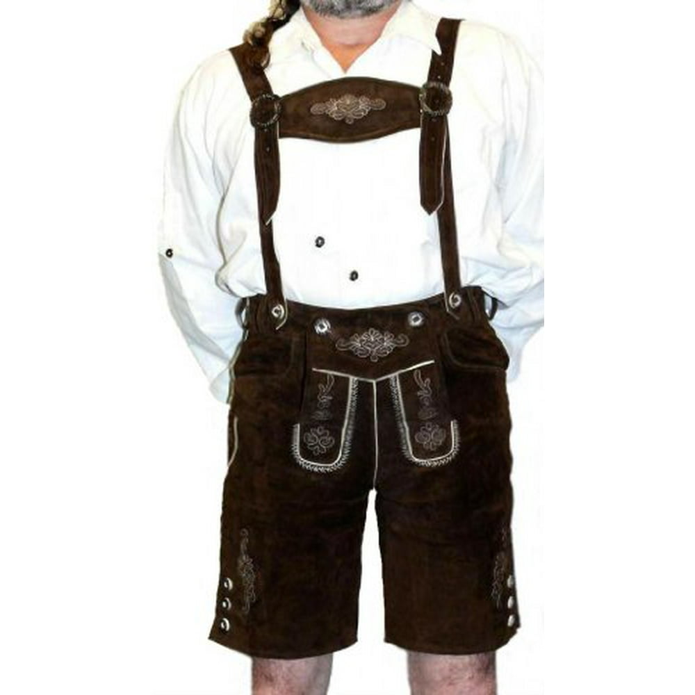 2Piece Leather German Oktoberfest Lederhosen Shorts Brown Walmart