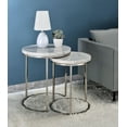 thumbnail image 2 of ACME Zaidee Metal Nesting Table Set with Marble Top in Nickel (Set of 2), 2 of 5