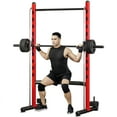 thumbnail image 3 of Soozier Adjustable Squat Rack with Pull Up Bar and Barbell Bar, Multi-Function Bench Press Weight Lifting Equipment, Red, 3 of 10