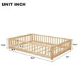 thumbnail image 5 of Full Size Floor Bed for Kids, Wood Full Montessori Bed Frame with Fence Guardrails and & Support Slats, Full Playhouse Bed with Door Design, Kids Fence Bed Playpen Bed for Boys ,Girls, Natural, 5 of 7