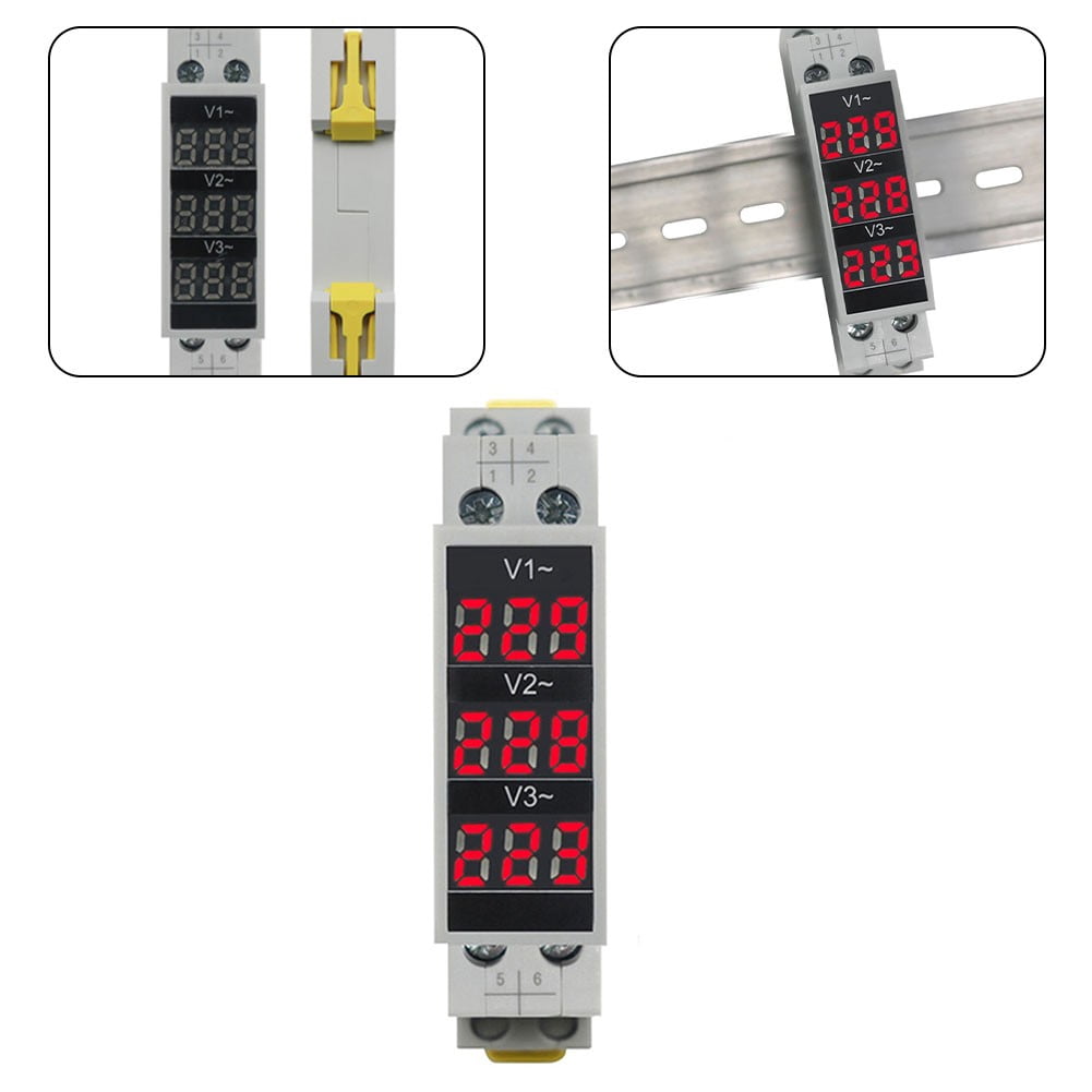 Din Rail 18Mm Voltage Meter Ac 80-500V Single Three Phase Modular Voltmeter