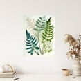 thumbnail image 4 of Elegant Fern Fronds Foliage Linocut Artwork Green Teal Pink Bright Botanical Nature Unframed Wall Art Print Poster Home Decor Premium, 4 of 5