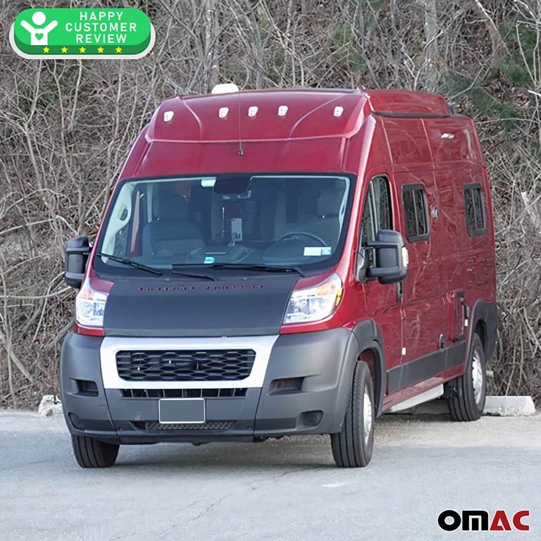 OMAC Full Hood Bra for Ram ProMaster 2014 to 2022, Classic Patterned, Front  Cover Mask, Black