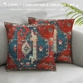 thumbnail image 3 of Qinduosi  Pillow Covers of Turkish Carpet, Throw Pillow Cases Boho Tribal Geometric Paisley Floral Pillowcase Cushion Cover Decorative for Outdoor Home Sofa Bedroom Livingroom, Red White, 3 of 5