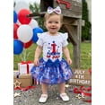thumbnail image 4 of BemeyourBBs Toddler Baby Girl My First 4th of July Outfits Patriot Independent Summer Clothes 0 3 6 9 12 18 Months Letter Star Print Ruffle Short Sleeve Romper and Tulle Tutu Skirt Headband Set, 4 of 5