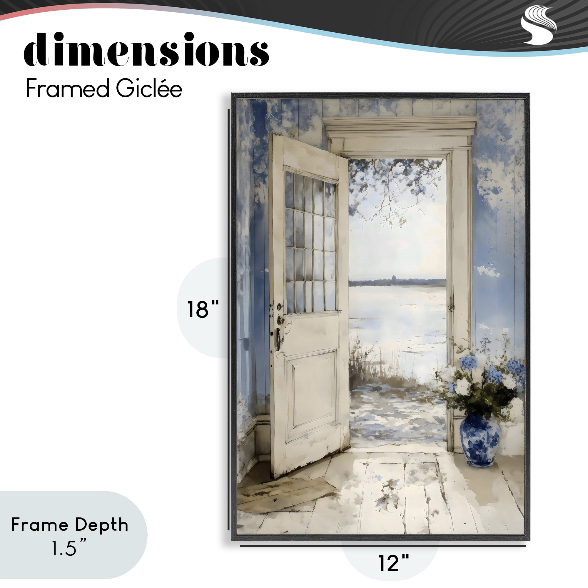 Stupell Industries Blue Country Cottage Doorway Black Framed Giclee Art, design by LSR Design Studio