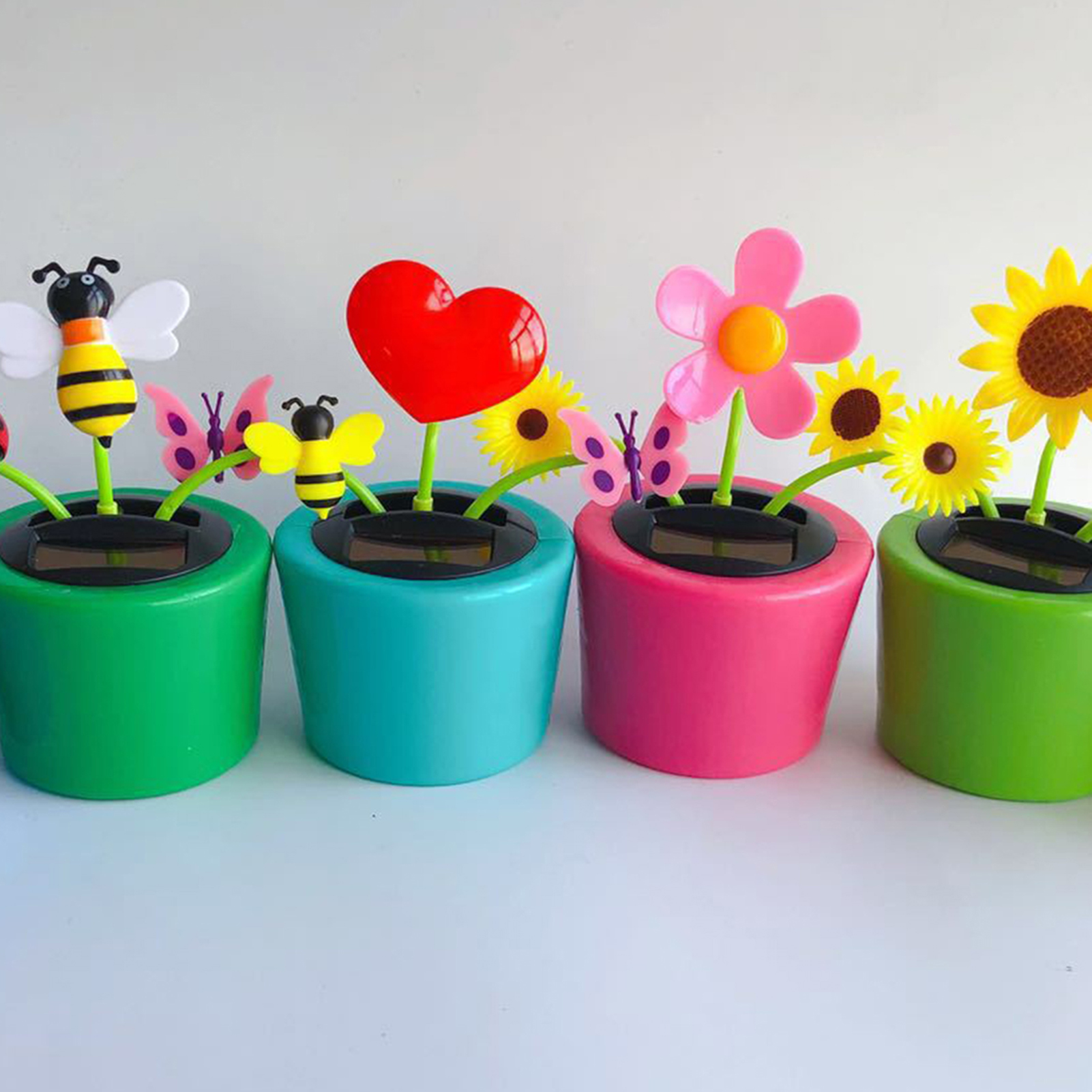 Cute Solar Power Flip Flap Flower Insect for Car Decoration Swing Dancing Flower Eco-Friendly Bobblehead Solar Dancing Flowers in Colorful Pots - image 2 of 8
