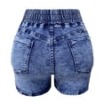 thumbnail image 6 of Stephy Women's High Waist Elastic Waist Tied Jeans Hot Pants Denim Shorts Casual Fashion Shorts Hot Pants Jean Shorts for Women, Blue, XL, 6 of 6