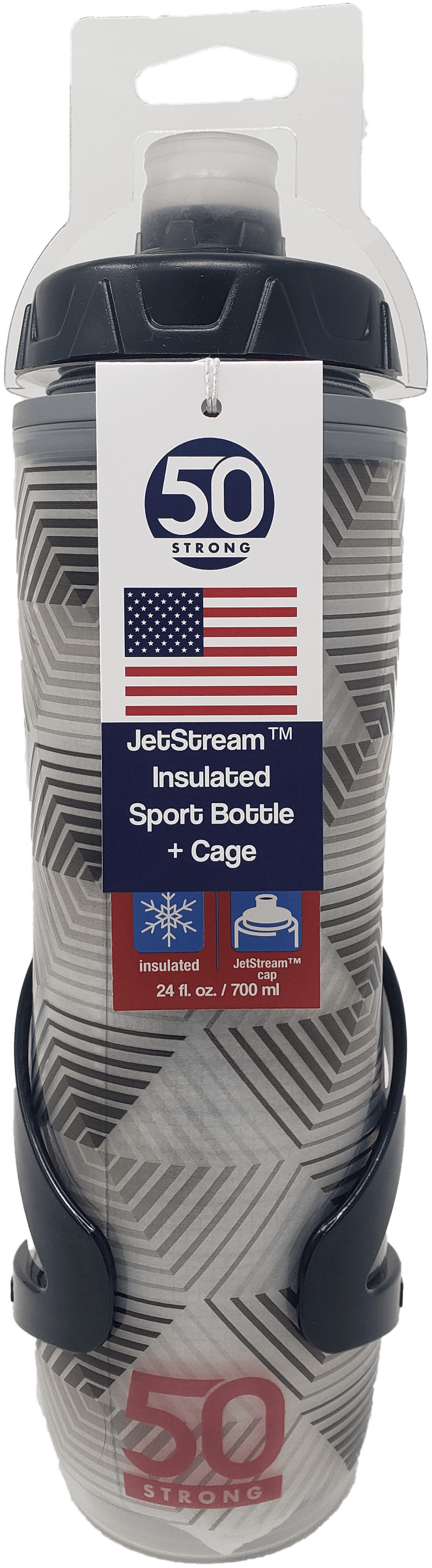 50 Strong 28 oz. Multi-Color Insulated Water Bottle with Bottle Holder Cage Included!