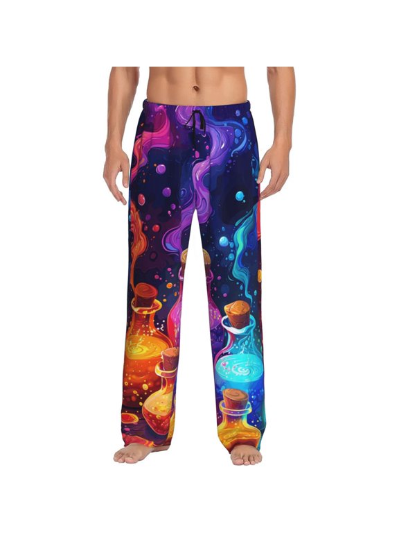 Hirioo Colorful Potion Bottles Magic for Women's PJ Pajama Pants Sleep Pants Women's Home Trousers with Pockets,S-3XL-Large