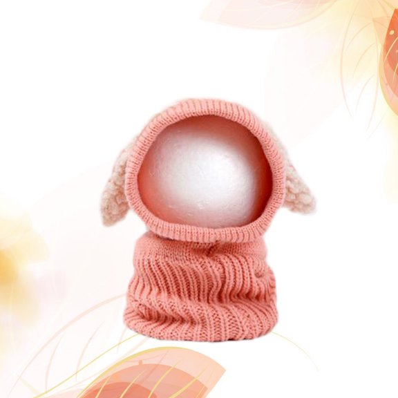 SOPOTUTU Kids Warm Hat Knitted Woolen Coif Pink 1Pack Protect Head Face Neck