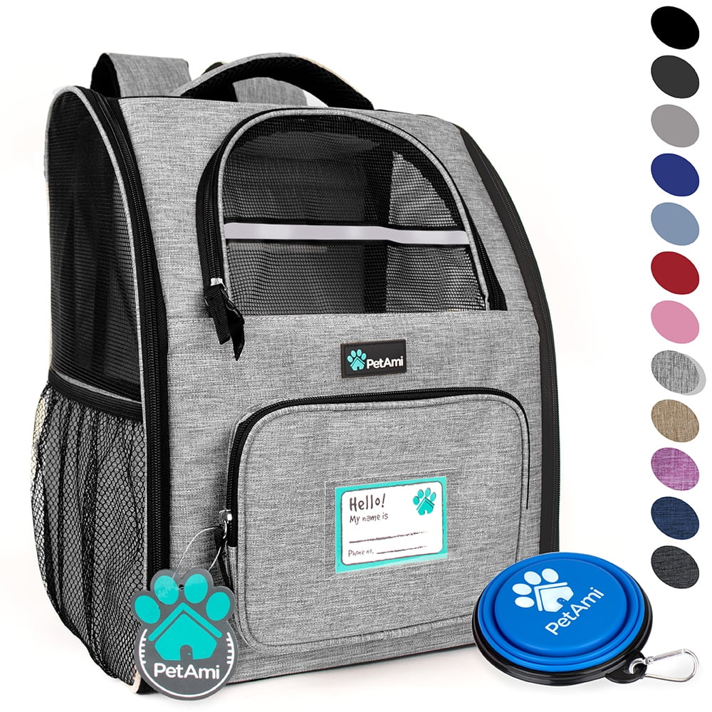 PetAmi Dog Backpack Carrier For Small Large Cat, Pet, Puppies, Ventilated Pet Hiking Backpack Travel Bag, Airline Approved Cat Backpack Carrier, Safety Back Support, Camping Biking Dog Bag, Grey