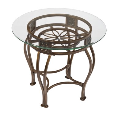 Hillsdale Furniture Marsala Glass-Top Metal End Table, Gray with Brown ...