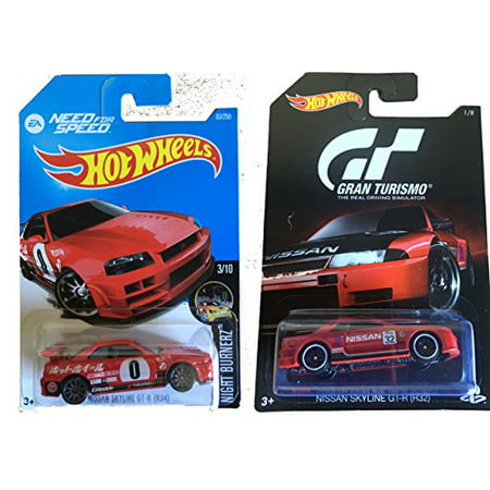 Hot Wheels 2016 Need for Speed Nissan Skyline GT-R (R34) & Gran Turismo Exclusive Nissan Syline GT-R (R34) Bundle 2-Car