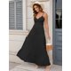 thumbnail image 5 of Vestido largo HTZMO para mujer, estampado floral, cuello en V, 2025, negro, 5 of 7