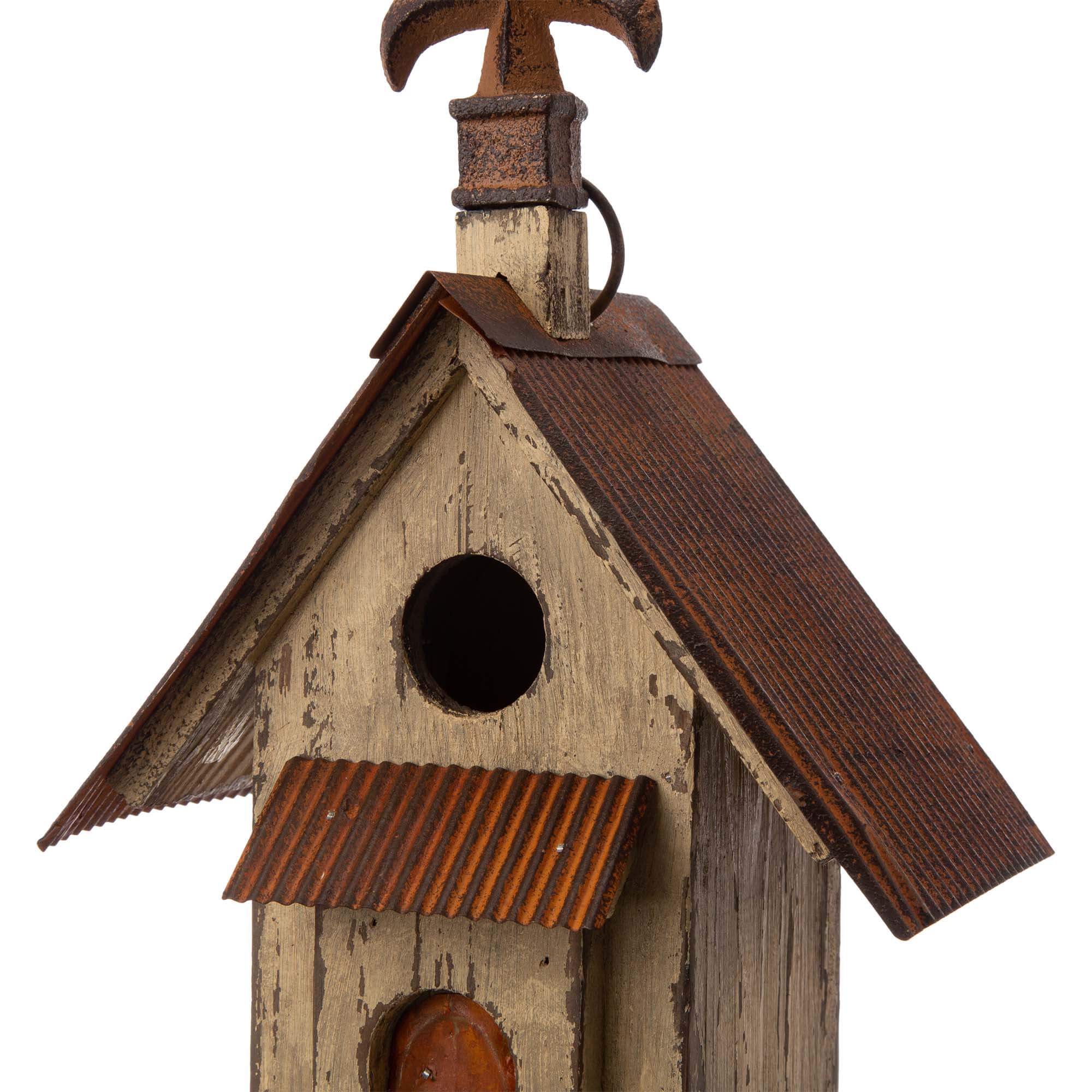 Glitzhome Rustic Wood Garden Church Model Birdhouse - image 5 of 9