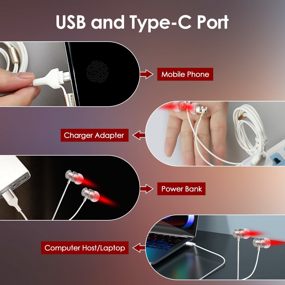 BearCris Ear Relaxation Red Light Device - 650nm Non-Heat LED for Comfort, USB/Type-C Portable