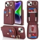 thumbnail image 1 of For iPhone 15 Plus 14 Plus Case with Zipper Pouch Ring Kickstand Strap Litchi Texture PU + TPU Phone, 1 of 5