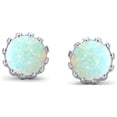 thumbnail image 2 of Bling Jewelry Womens Crown Set Created Opal Solitaire Stud Earrings .925 Sterling Silver 6MM, 2 of 5