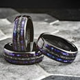 thumbnail image 2 of Unique Black Meteorite Tungsten Carbide Wedding Band Ring for Men & Women â€“ Blue Sandstone & Meteorite Space Galaxy Design, 2 of 6