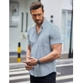 thumbnail image 3 of COOFANDY Men's Short Sleeve Dress ShirtsPolka Dot Print Shirt Casual Button Down Shirts with Pocket, 3 of 6