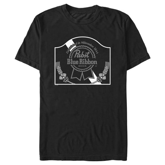 Men's Pabst Vintage Sign Black and White Logo Graphic Tee Black X Large
