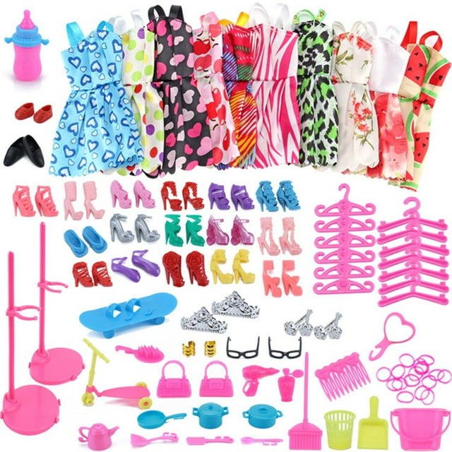 Ensemble de Vêtements de Poupée 83 Pcs Assorti Coloré Ensemble de Vêtements de Poupée Accessoires de Poupée