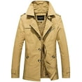 thumbnail image 1 of Men's Winter Plus Velvet Mid-Length Slim with Epaulettes Trench Coat, 1 of 6