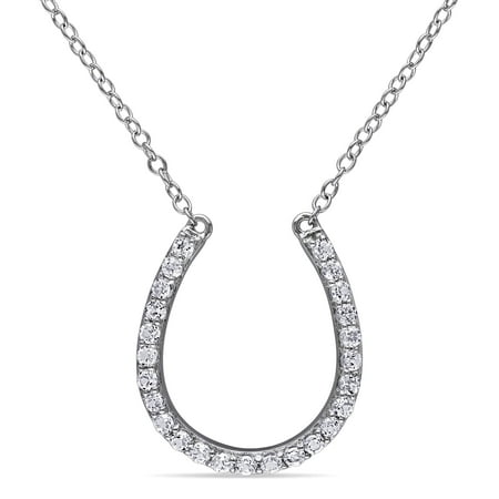 - Sterling Silver White Topaz Horseshoe Necklace