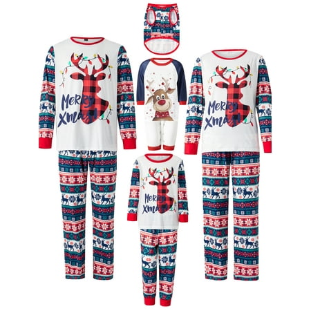 

JYYYBF Christmas Pajamas for Family Elk Snowflake Print Long Sleeve Top Pants Xmas Matching Sleepwear for Parent-child Blue