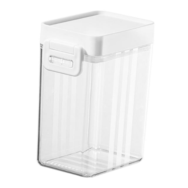 Contenedor de cereales con cuchara de 5 g, organizador para refrigerador, caja de almacenamiento transparente hermética Blanco 600ml