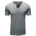 thumbnail image 5 of Camisa de manga corta con cuello redondo y botones para hombre: poliéster, color liso, informal/de ocio, tallas grandes, invierno/primavera, 5 of 5