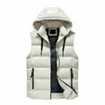thumbnail image 3 of Men's Sleeveless Quilted Puffer Down Coat Winter Hooded Vest (White XXXXXL), 3 of 3