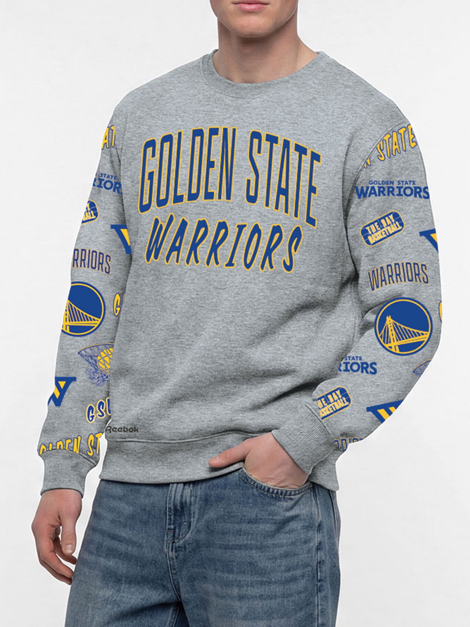 Golden State Warriors Reebok Adult Gray Crew Neck Sweatshirt