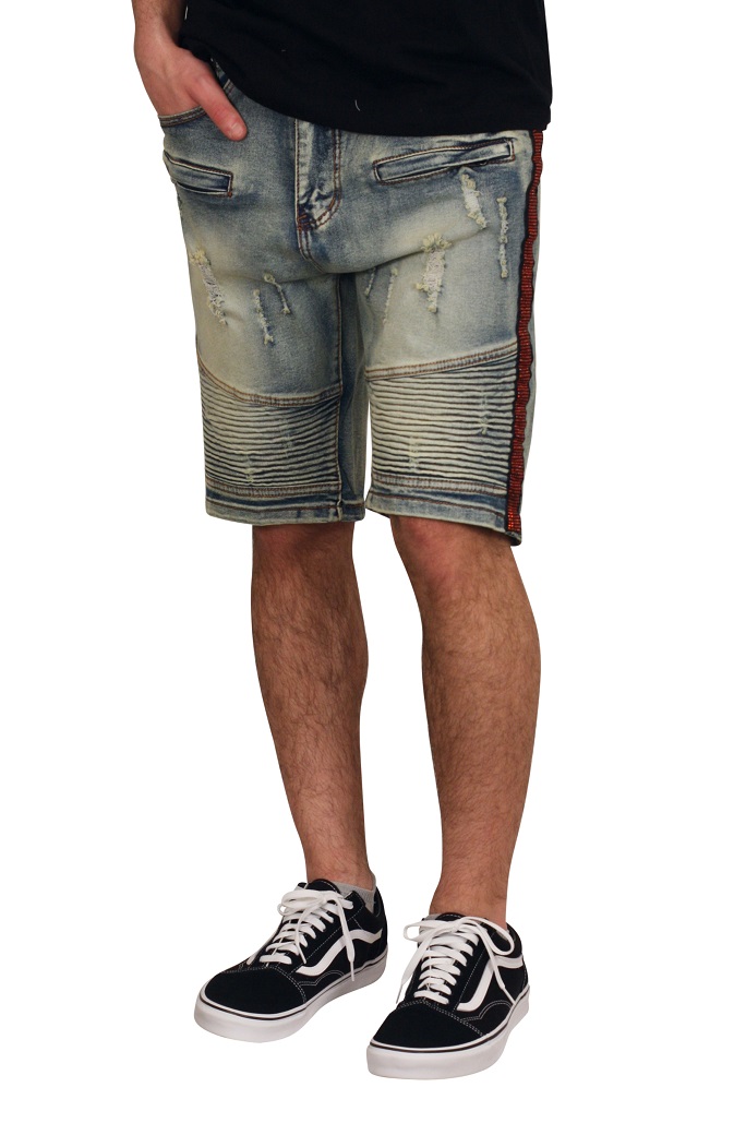 M. SOCIETY Denim Shorts with Rhinestone 