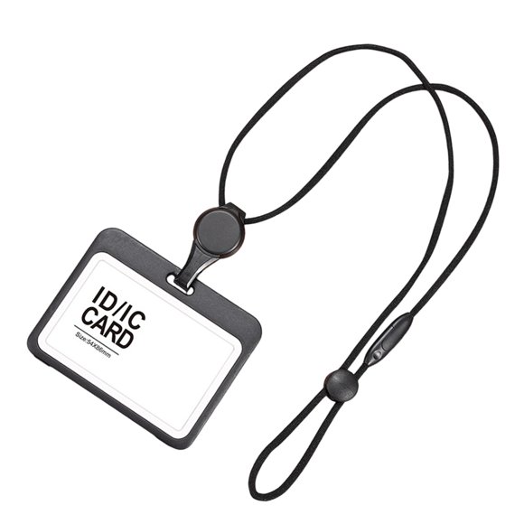 Porta credencial de enfermera, porta credencial de enfermera, tarjeta de identificación con cordón estirable para oficina, Negro horizontal