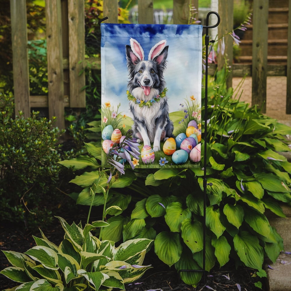 Border Collie Easter Egg Hunt Garden Flag 11.25 in x 15.5 in