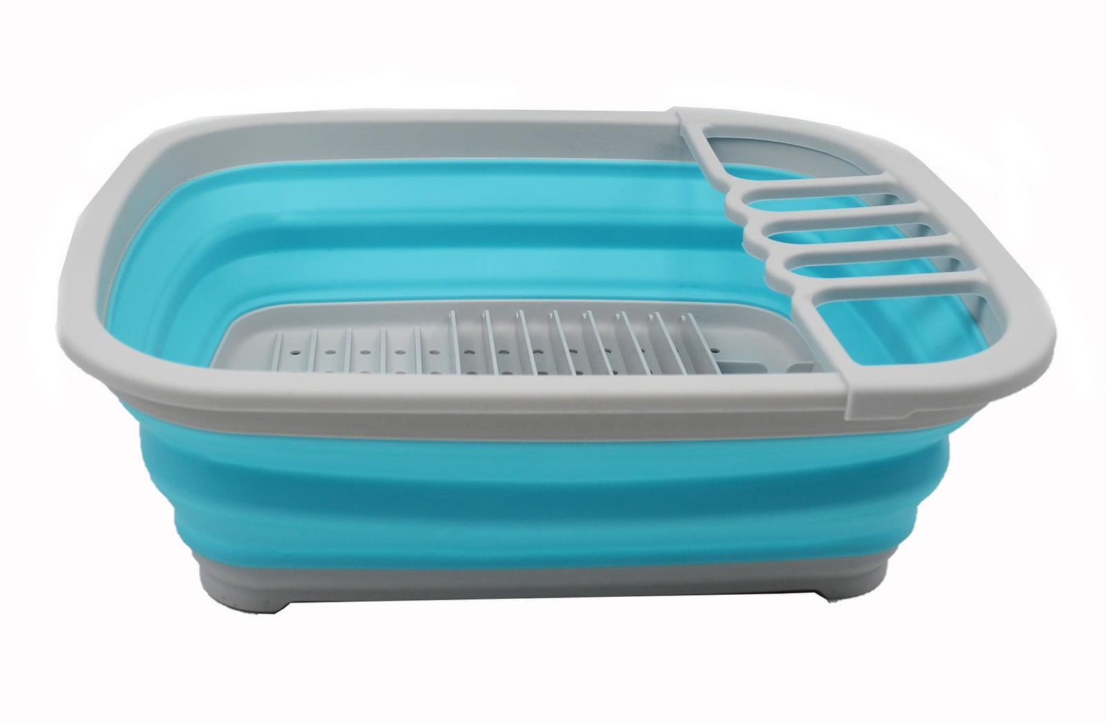SAMMART 8L (2.11Gallons) Collapsible Dish Drainer with Drainer Board - Foldable Drying Rack Set - Portable Dinnerware Organizer - Space Saving Kitchen Storage Tray
