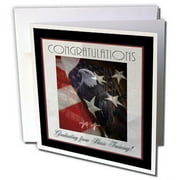 3dRose Basic Training Congratulations, Proud Eagle and Flag - Greeting Card, 6 by 6-inch