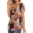 thumbnail image 3 of Fantaslook Womens Tunic Tops Casual Short Sleeve Shirts V Neck Button Pleated Blouses Floral Summer Tops, 3 of 8