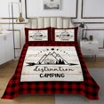 thumbnail image 1 of Erosebridal Happy Camping Coverlet Set Queen, Rustic Camper Bedding Set, Red Plaid decor, 3pcs, 1 of 5