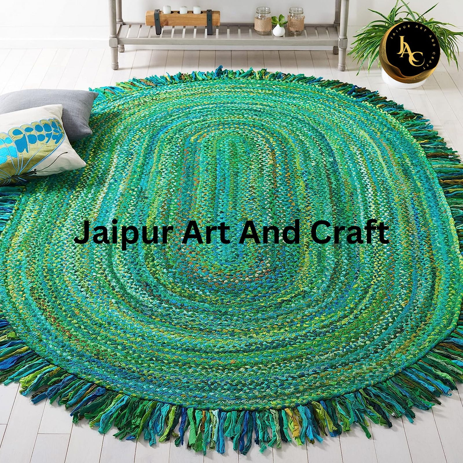COTTON CHINDI RUG GREEN/BLUE 1300×1900 Cotton Chindi Rug Loom