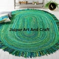 thumbnail image 2 of Jaipur Art And Craft Bohemian Hand Braided Green Color Cotton Chindi Area Rug Home Décor Oval Carpet Rug Size - (7x9 Sq Feet), (84x108 Inches), (210x270 CM), 2 of 6