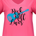 thumbnail image 3 of Inktastic Rock and Roll Lives with Blue Guitar Women's Plus Size V-Neck T-Shirt, 3 of 4