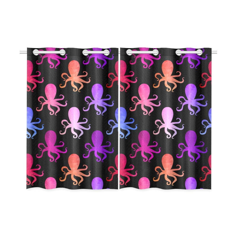 YUSDECOR Colorful Octopus Window Curtains Kitchen Curtain ... on {keyword}