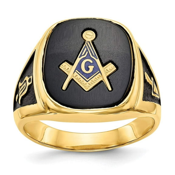 Finest Gold 14K Mens Masonic Ring, Size 10